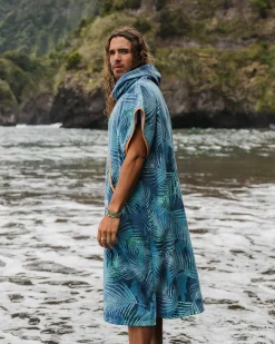 Tulum Recycled Towel Poncho - Palm Camo Moonlight
