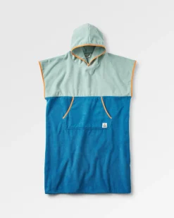 Tulum Recycled Towel Poncho - Surf Spray/ Moonlight Blue