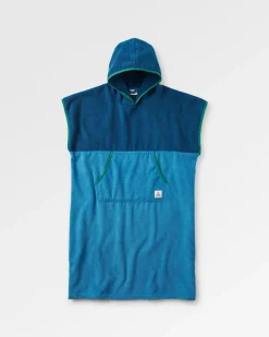Tulum Recycled Towel Poncho - Moonlight Blue/Dark Denim