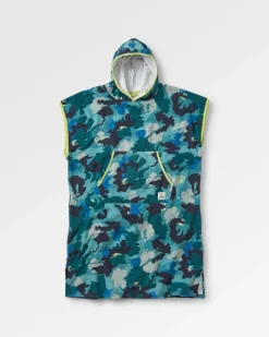 Tulum Recycled Towel Poncho - Alpine Camo Khaki Green