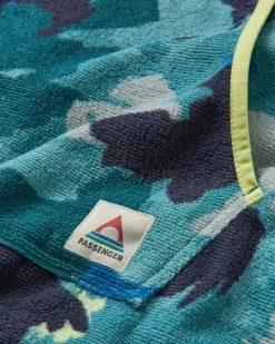 Tulum Recycled Towel Poncho - Alpine Camo Khaki Green