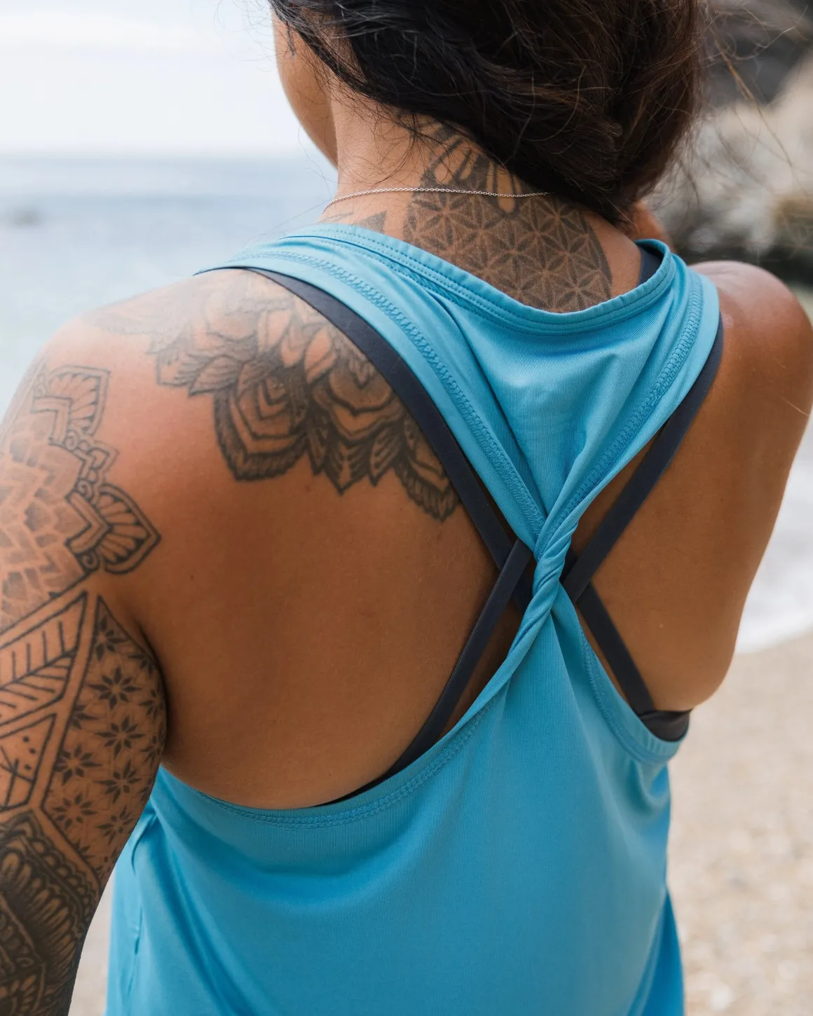 Twist Recycled Active Tank Top - Blue Pool