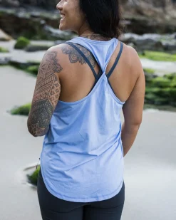 Twist Recycled Marl Active Tank Top - Cornflower Marl