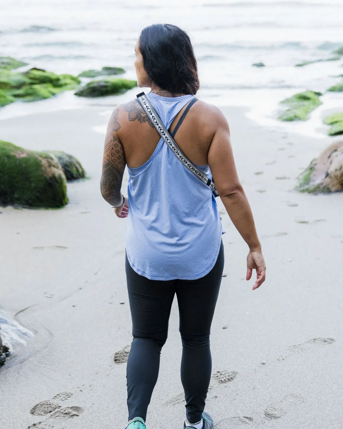 Twist Recycled Marl Active Tank Top - Cornflower Marl