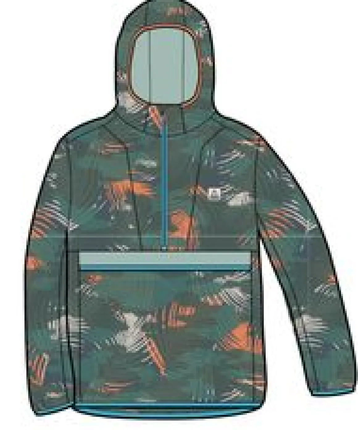 Viento Recycled Windshell Anorak - Palm Camo Deep Sea