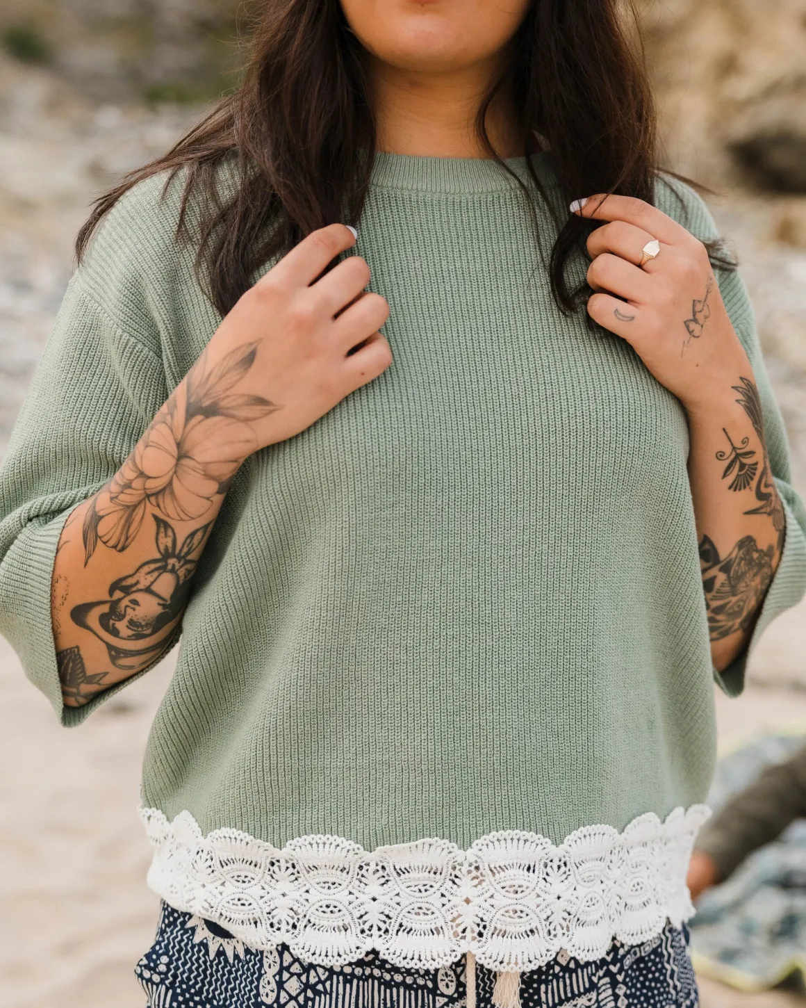 Vintage Organic Knitted Sweater - Pistachio