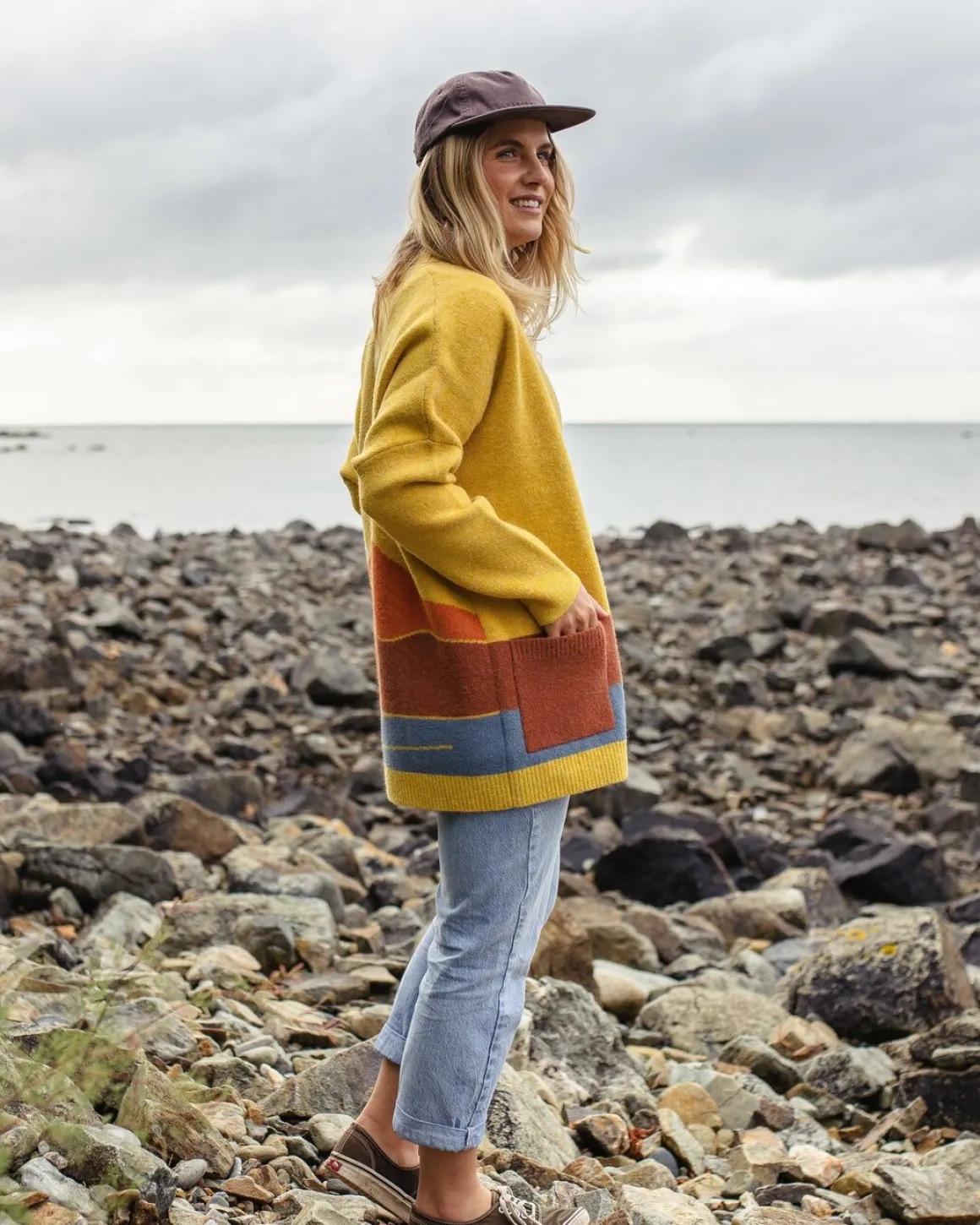 Vista Recycled Knitted Sweater - Amber Gold