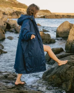 Waves Recycled Sherpa Lined Changing Robe - Rich Navy