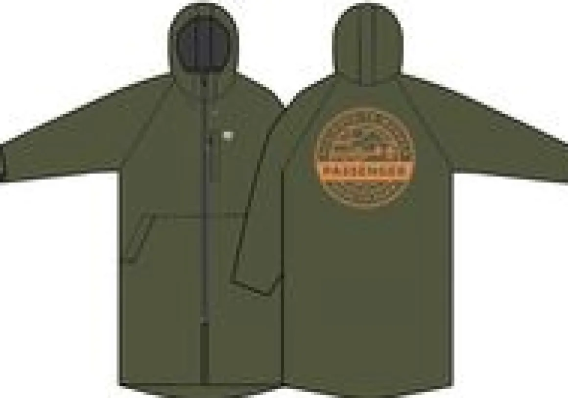 Waves Recycled Sherpa Lined Changing Robe - Khaki Green