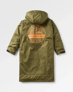 Waves Recycled Sherpa Lined Changing Robe - Khaki Green