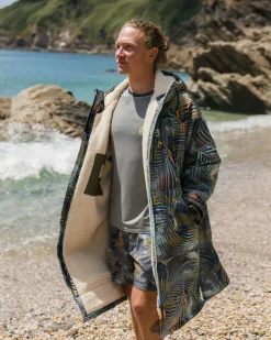 Waves Recycled Sherpa Lined Changing Robe - Palm Camo Apricot