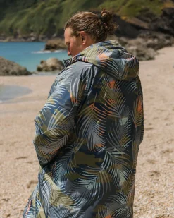 Waves Recycled Sherpa Lined Changing Robe - Palm Camo Apricot