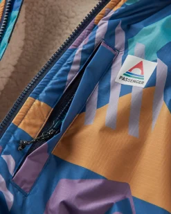 Waves Recycled Sherpa Lined Changing Robe - Deep Blue Camo Pattern