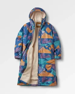 Waves Recycled Sherpa Lined Changing Robe - Deep Blue Camo Pattern