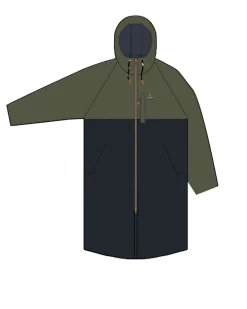 Waves Recycled Sherpa Lined Changing Robe - Black/Khaki Green