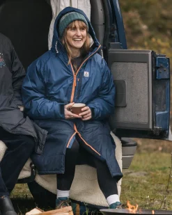 Waves Recycled Sherpa-Lined Changing Robe - Dark Denim/ Deep Navy