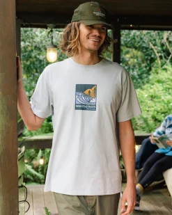 Waves u0026 Trees Organic Cotton T-Shirt - Gray Blue