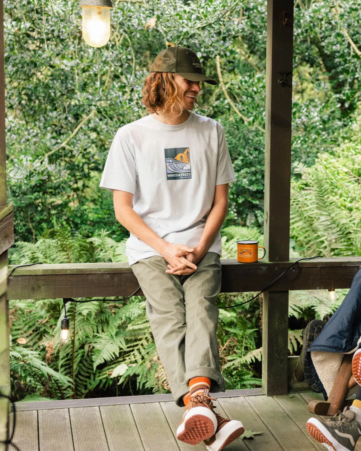 Waves u0026 Trees Organic Cotton T-Shirt - Gray Blue