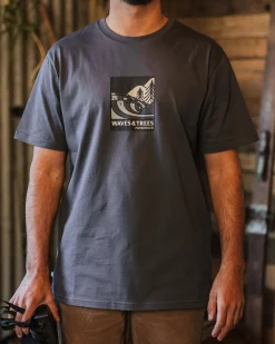 Waves u0026 Trees Organic Cotton T-Shirt - Charcoal