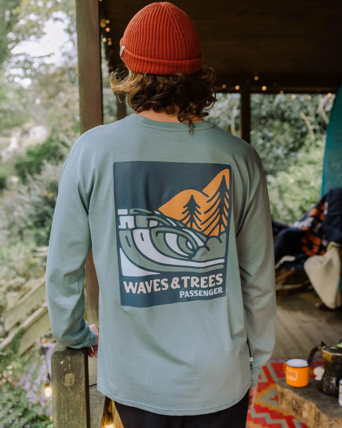Waves u0026 Trees Organic Cotton Long Sleeve T-Shirt - Stormy Sea