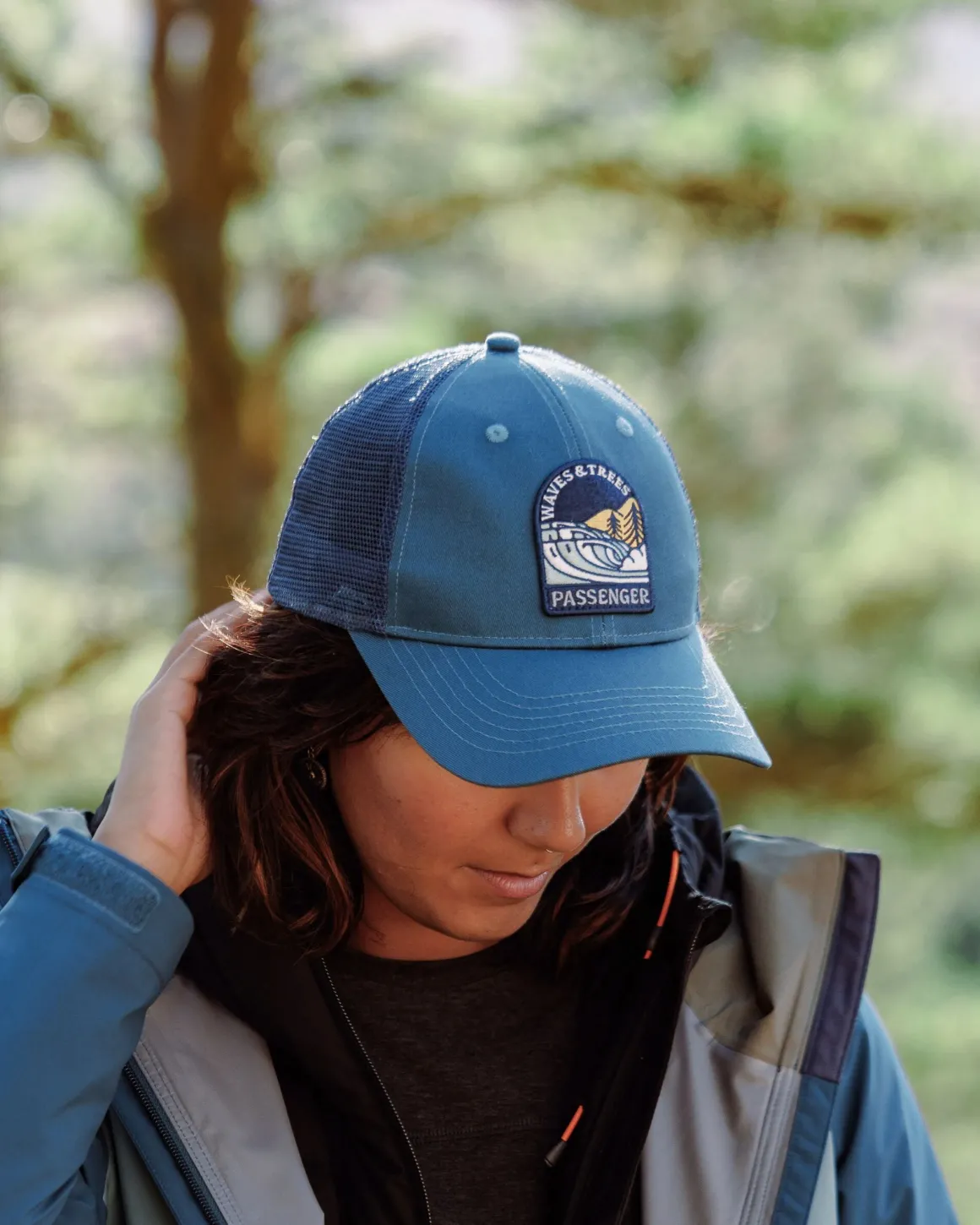 Waves u0026 Trees Organic Cotton Trucker Hat - Tidal Blue