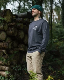 Waves u0026 Trees Organic Cotton Long Sleeve Sweatshirt - Charcoal