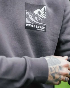 Waves u0026 Trees Organic Cotton Long Sleeve Sweatshirt - Charcoal