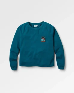 Waves u0026 Trees Recycled Cotton Long Sleeve Sweatshirt - Tidal Blue