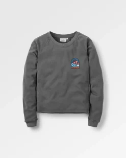 Waves u0026 Trees Recycled Cotton Long Sleeve Sweatshirt - Charcoal