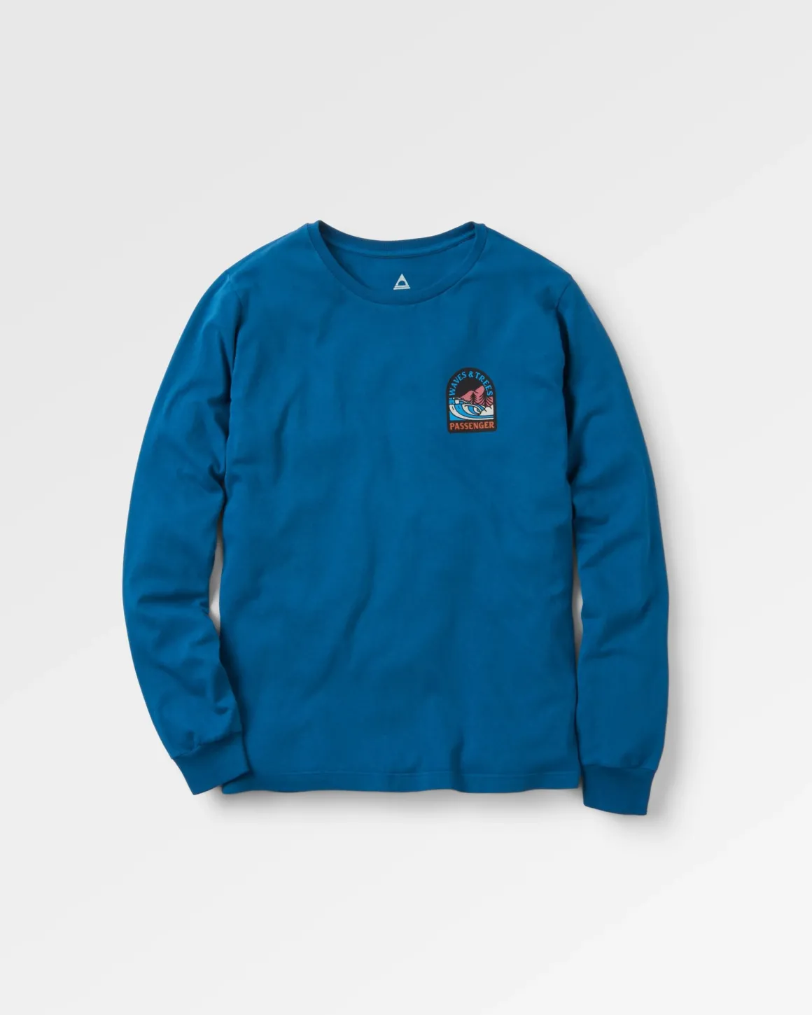Waves u0026 Trees Recycled Cotton Long Sleeve T-Shirt - Tidal Blue