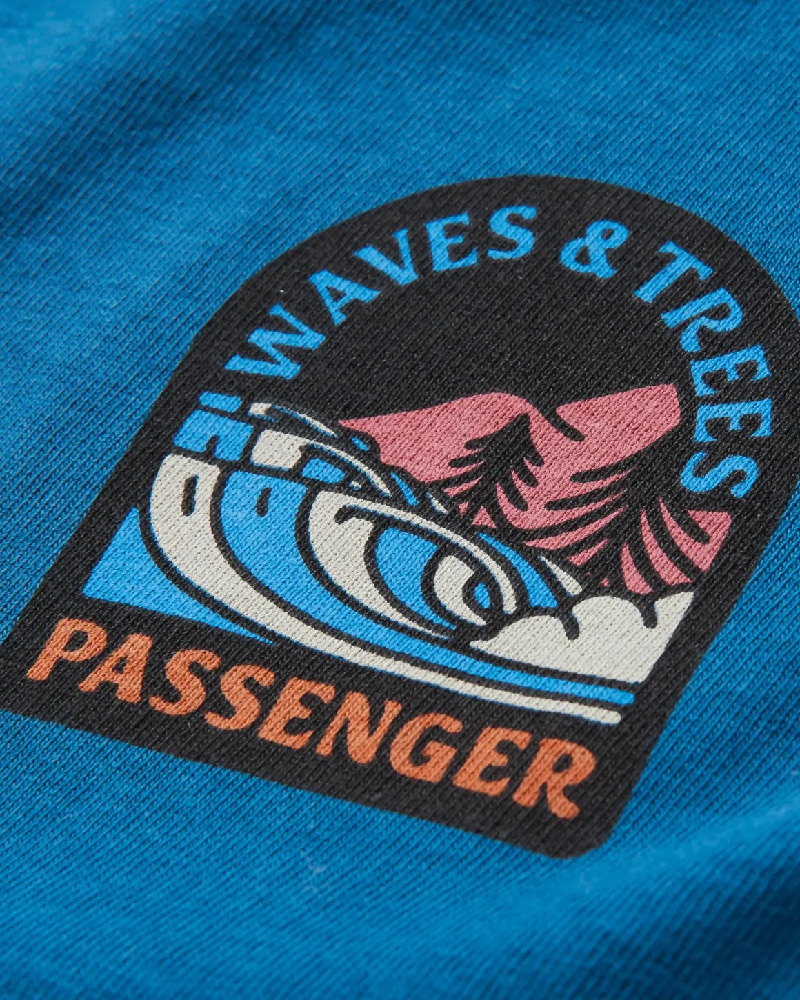 Waves u0026 Trees Recycled Cotton Long Sleeve T-Shirt - Tidal Blue