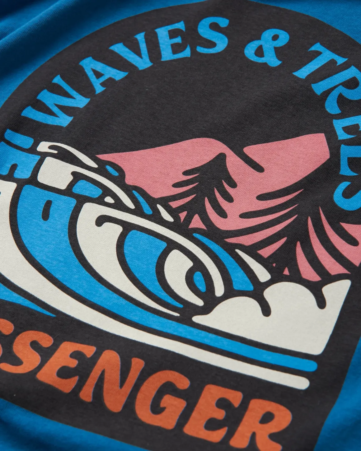 Waves u0026 Trees Recycled Cotton Long Sleeve T-Shirt - Tidal Blue