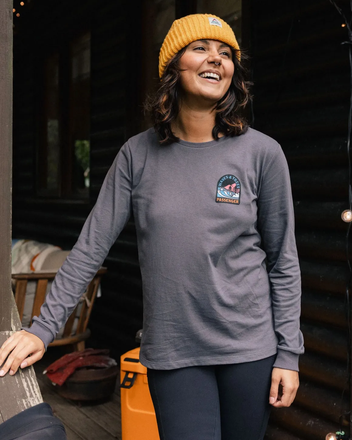 Waves u0026 Trees Recycled Long Sleeve T-Shirt - Charcoal