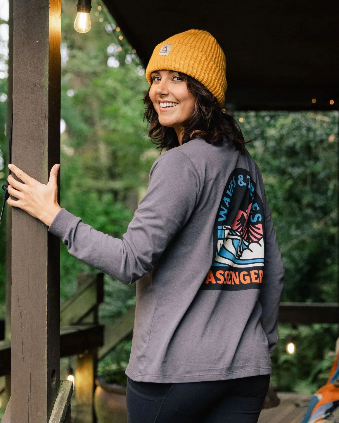 Waves u0026 Trees Recycled Long Sleeve T-Shirt - Charcoal