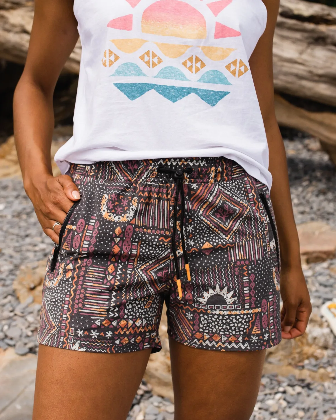 Way Out Recycled All Purpose Shorts - Vintage Patchwork Black/Multi