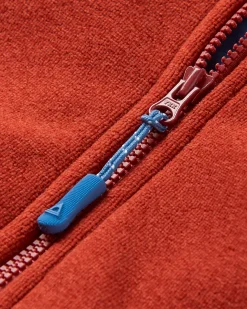 Women's Crest Recycled Polartec Fleece Hoodie - Red Ochre