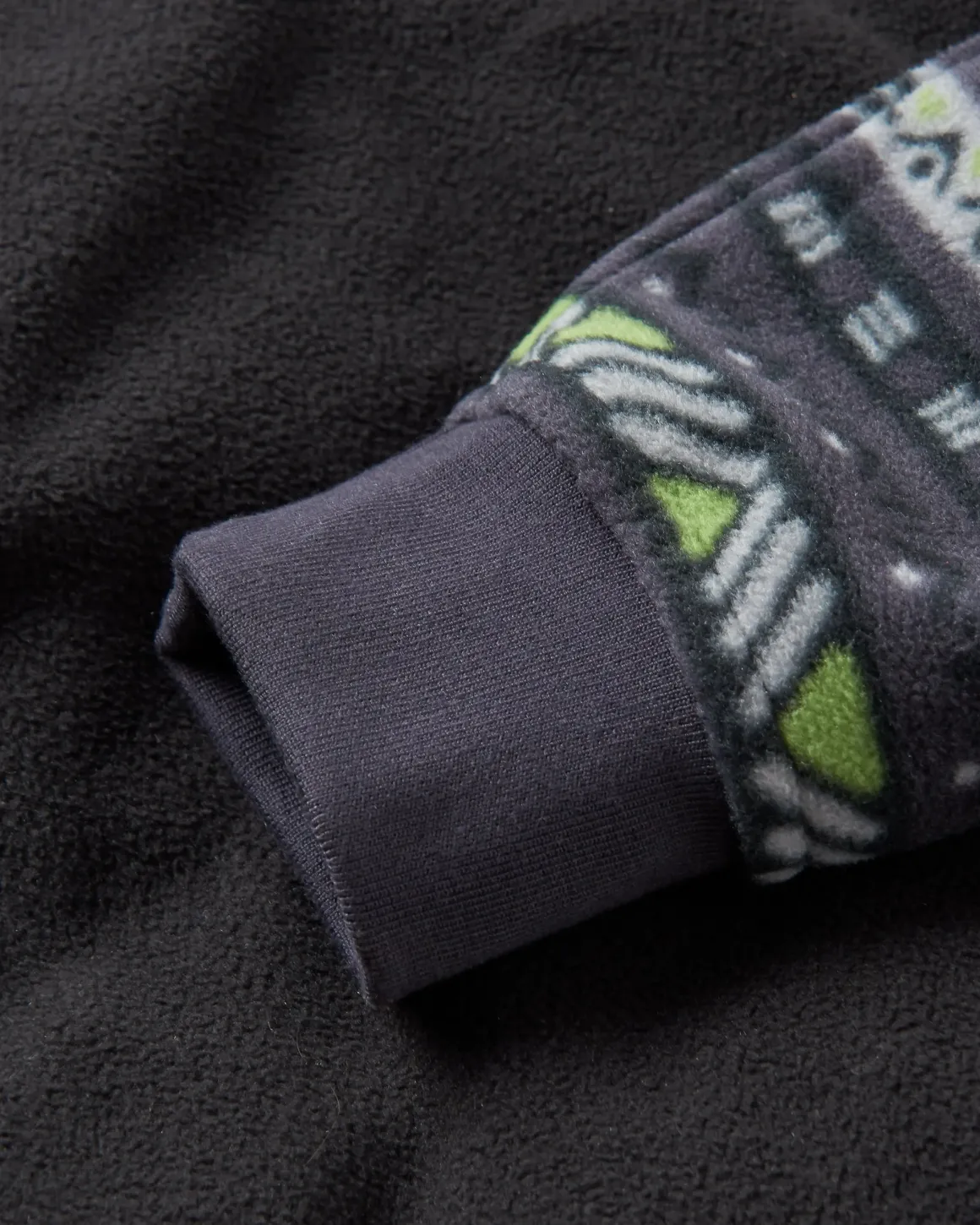 Woodland Hooded 1/2 Zip Recycled Polar Fleece - Mountain Geo Charcoal