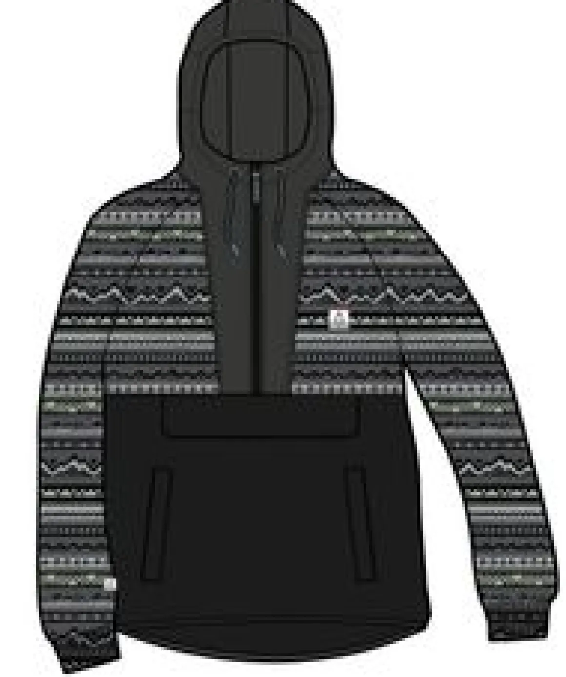 Woodland Hooded 1/2 Zip Recycled Polar Fleece - Mountain Geo Charcoal