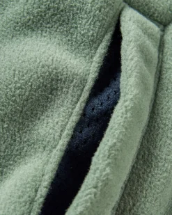 Woodland Hooded Half Zip Recycled Polar Fleece - Black/ Dark Forest