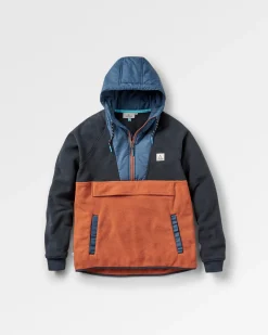 Woodland Hooded Half-Zip Polar Fleece - Deep Navy/Baked Clay