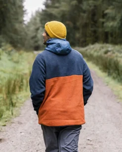 Woodland Hooded Half-Zip Polar Fleece - Deep Navy/Baked Clay