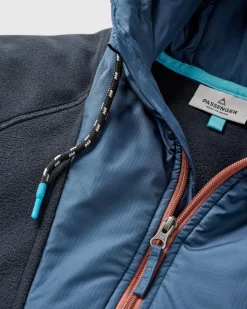 Woodland Hooded Half-Zip Polar Fleece - Deep Navy/Baked Clay