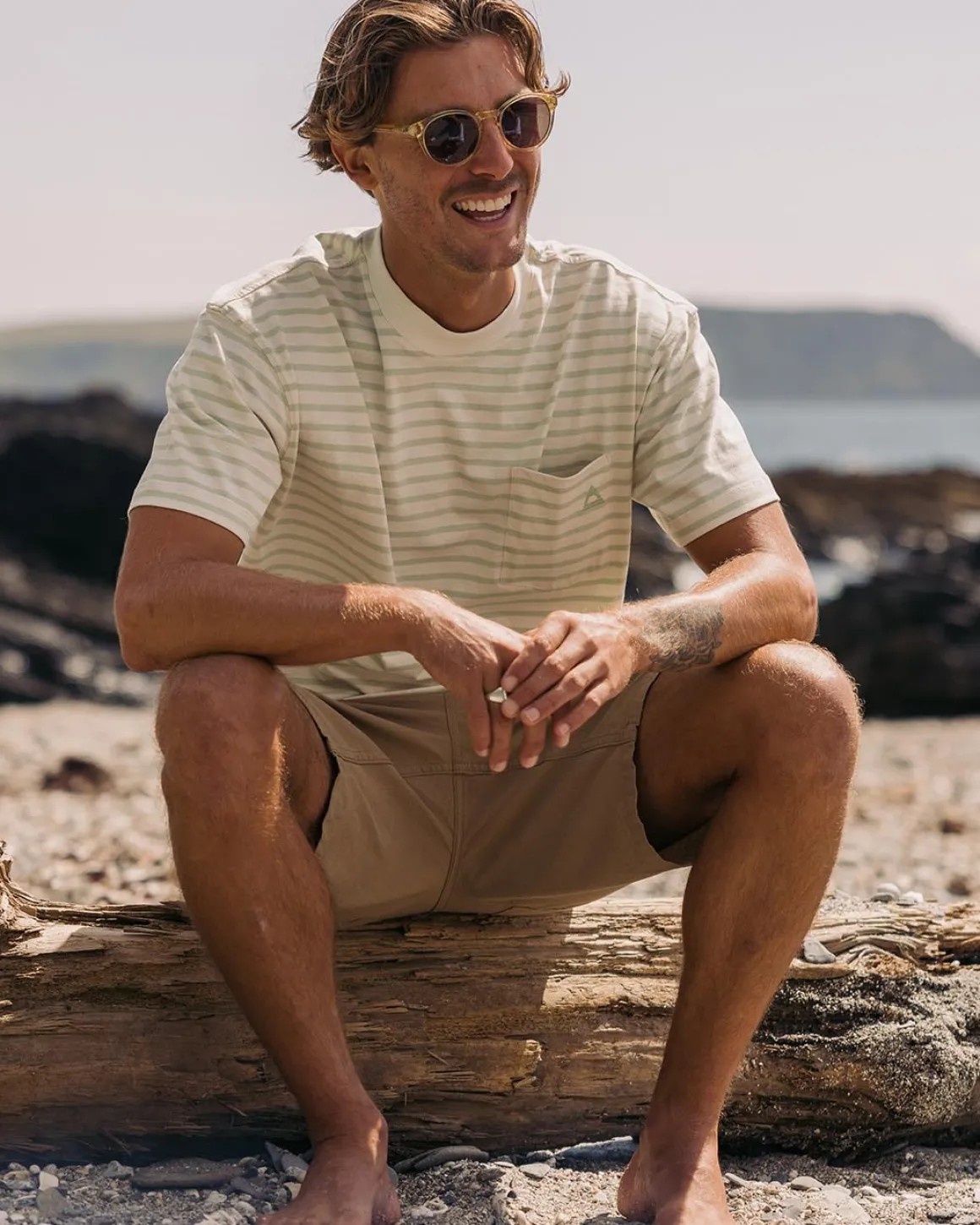 Zen Recycled Relaxed Fit T-Shirt - Apple Green Stripe